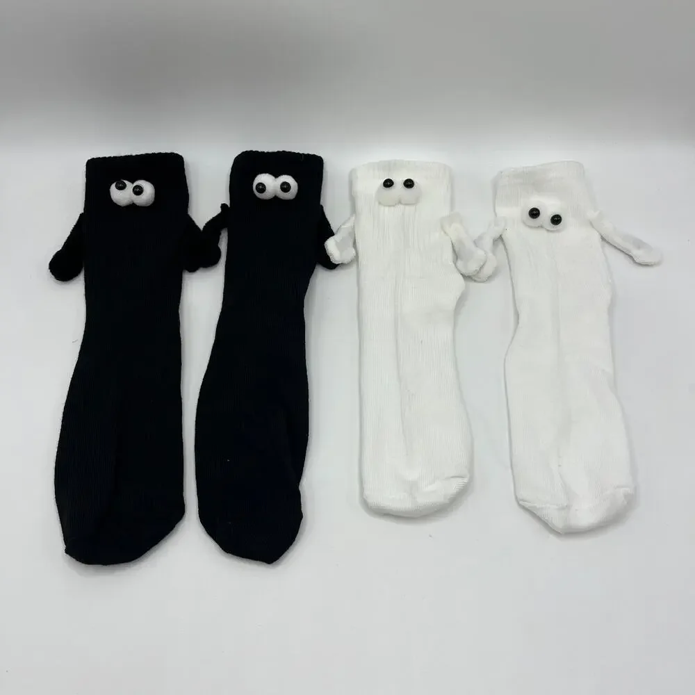 4 Pairs Holding-Hands Socks, Magnetic Socks, Couple Socks, Funny & Cute